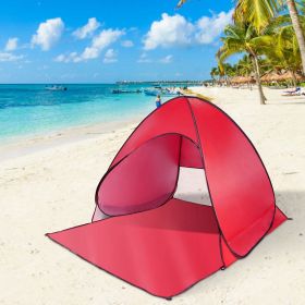 Pop-Up Beach Tent Sun Shade Shelter – Anti-UV, Waterproof with Net Window & Storage Bag for 2-3 People (Color: Red)