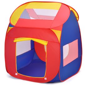 Portable Kids’ Playhouse Tent with 100 Colorful Balls – Fun Indoor Toy (Color: Blue+Red)