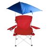 Foldable Beach Chair with Adjustable Canopy, Cup Holder, and Carry Bag