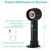 Portable Rechargeable Handheld Fan – Quiet Personal Desk & Phone Holder Fan with 3 Speeds & Removable Base