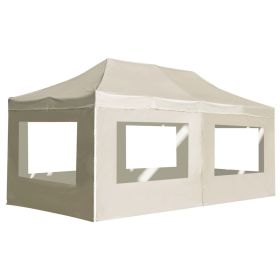 Professional Folding Party Tent with 3 Sidewalls (Color: Cream, Size: 19.7' x 9.8')