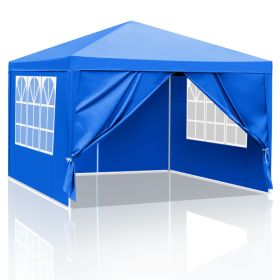 Waterproof Outdoor Gazebo – Patio Party Tent for Wedding & BBQ, 10' x 10' (Color: Blue)