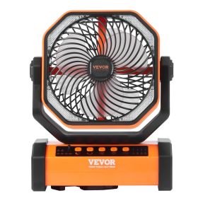 VEVOR Portable Rechargeable Fan with LED Lantern – 4 Speeds, Auto Swivel, Timer & USB for Travel, Home & Camping (Size: 9")