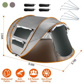 Pop Up Camping Tent with 4 Mosquito Net Windows (Color: Khaki, Size)