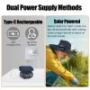 Outdoor Wide Brim Sun Hat with 2 Solar Rechargeable Fans – UPF50+, 3 Speeds, Breathable Waterproof Mesh for Hiking & Camping