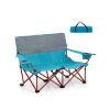 Oversized Folding Camping Loveseat – Padded Couch with Cup Holders