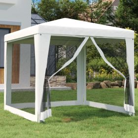 Party Tent with 4 Mesh Sidewalls (Color: White, Size: 8.2' x 8.2')