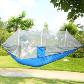 2-Person Hammock with Mosquito Net – 600 lb Load, Portable Nylon Camping Swing (Color: Gray)
