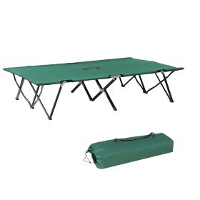 2-Person Folding Camp Cot - 50" Wide Elevated Sleeping Bed (Color: Green)
