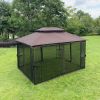 13' x 10' Patio Gazebo Canopy - Double Roof with Mosquito Netting