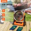 VEVOR Portable Rechargeable Fan with LED Lantern – 4 Speeds, Auto Swivel, Timer & USB for Travel, Home & Camping