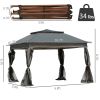 Outdoor Patio Pop Up Canopy Gazebo Shelter with Zipper Netting, Carry Bag