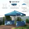 10' x 10' Pop-Up Canopy Tent - UV50+ Sun Shelter with Sidewalls & Wheeled Bag