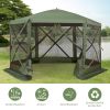 Outsunny 12'x12' Hexagon Pop-Up Party Tent Gazebo – Mesh Netting Walls & Shaded Interior