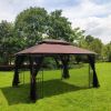 13' x 10' Patio Gazebo Canopy - Double Roof with Mosquito Netting