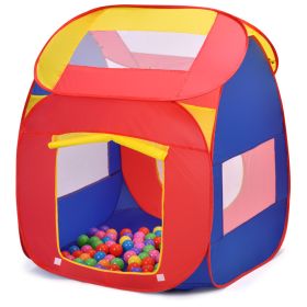 Portable Kids’ Playhouse Tent with 100 Colorful Balls – Fun Indoor Toy (Color: Blue+Red)
