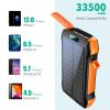 Portable Solar Charger: 33,500mAh, Fast Charging, Waterproof, 6W Flashlight for iPhone, Samsung, Tablet