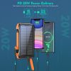 Portable Solar Charger: 33,500mAh, Fast Charging, Waterproof, 6W Flashlight for iPhone, Samsung, Tablet