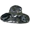 Outdoor Wide Brim Sun Hat with 2 Solar Rechargeable Fans – UPF50+, 3 Speeds, Breathable Waterproof Mesh for Hiking & Camping