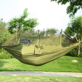 Portable Double Camping Hammock - Mosquito Net, 600 lb Capacity (Color: Green)