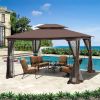 13' x 10' Patio Gazebo Canopy - Double Roof with Mosquito Netting