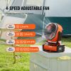 VEVOR Portable Rechargeable Fan with LED Lantern – 4 Speeds, Auto Swivel, Timer & USB for Travel, Home & Camping