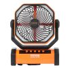 VEVOR Portable Rechargeable Fan with LED Lantern – 4 Speeds, Auto Swivel, Timer & USB for Travel, Home & Camping