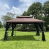 13' x 10' Patio Gazebo Canopy - Double Roof with Mosquito Netting