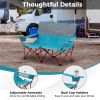 Oversized Folding Camping Loveseat – Padded Couch with Cup Holders
