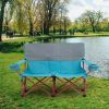 Oversized Folding Camping Loveseat – Padded Couch with Cup Holders