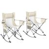Folding Rocking Camping Chairs - Portable with Headrest, Cooler & Cup Holder