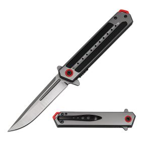 Ghostline Series 8.5" Spring Assisted Pocket Knife Collection – 440C Steel Tanto & Clip Point Blades (Color: Gray Clip Point Red)