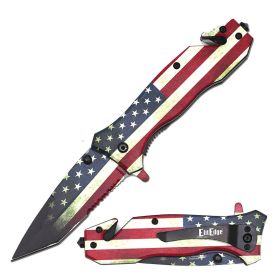 4.5" Closed Rescue Folding Spring Assist Knife - 3 Design Selection (Design: Proud American)
