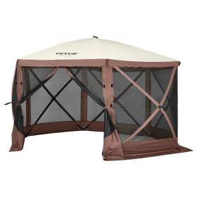 VERVO Pop-Up Gazebo Tent with 6 Removable Privacy Cloths & Mesh Windows (Color: Brown, Size: 11.5' x 11.5')