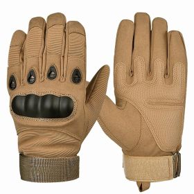 XG-TG1 Tactical Self Defense Gloves Hard Knuckle (Full Finger) (Color: Khaki, Size: Medium)