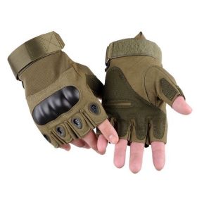 XG-TG2 Hard Knuckle Tactical Gloves (Half Finger) Military Style (Color: Green, Size: Medium)