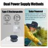 Outdoor Wide Brim Sun Hat with 2 Solar Rechargeable Fans – UPF50+, 3 Speeds, Breathable Waterproof Mesh for Hiking & Camping