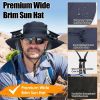 Outdoor Wide Brim Sun Hat with 2 Solar Rechargeable Fans – UPF50+, 3 Speeds, Breathable Waterproof Mesh for Hiking & Camping