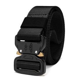 Men's Tactical Belt Riggers Style with Buckle - XG-TB (Color: Black)