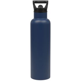 Fifty-Fifty 21 Oz Vacuum Insulation Water Bottle with Straw Cap (Color: Navy, Size: 21oz)