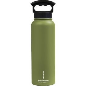 Fifty-Fifty Vacuum Insulated Bottles with 3 Finger Lid (Color: Olive Green, Size: 40oz)