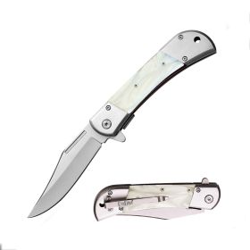 Day Zero Survival 5.5" Spring Assisted Folding Pocket Knife – Premium Handle Collection (Design: White Pearl/Silver)