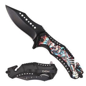 Day Zero Survival 8.5" Tactical Rescue Spring Assisted Folding Pocket Knife – Multiple 3D Design Options (Design: Yama)