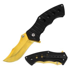 4.75" Spring Opening Assisted Folding Pocket Knife - 2 Color Selection (Color: Gold Plated)