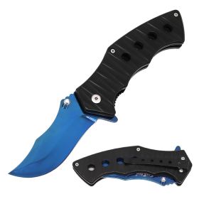4.75" Closed Spring Opening Assisted Folding Pocket Knife - 2 Color Selection (Color: Blue Plated)
