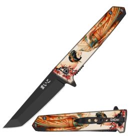 Day Zero Survival 9" Anime Katana Style Spring Assisted Folding Pocket Knife – Multiple Designs (Design: Maiko 3)