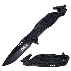 ElitEdge Tactical Rescue Folder Spring Assist Knife - 3 Color Selection (Color: Black)