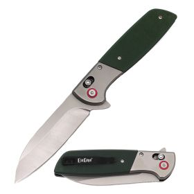Day Zero Survival 8.5" Axis Lock Ball Bearing Flipper Folding Pocket Knife – G10 Handle EDC Knife (Color: Green)