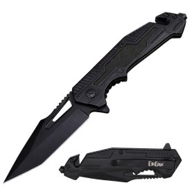 8.5" Spring Assisted Tanto Tactical Multitool Pocket Knife Collection – G10 & Wood Handle Variants (Color: Black/G10)