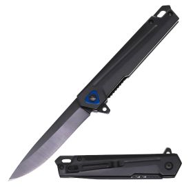 Day Zero Survival 8.5" Tactical Rescue Spring Assisted Folding Pocket Knife – Titanium Coated Handle (Color: Black)